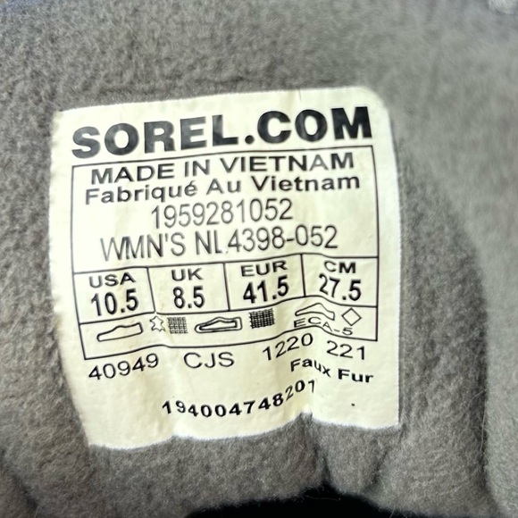 SOREL Kinetic Waterproof Caribou Winter Snow Boot Sneaker Gray Women's Size 10.5 - Picture 12 of 12